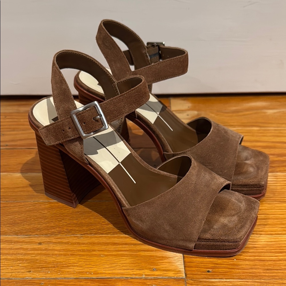 Dolce Vita Brown Suede Block Heel Sandals